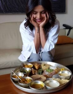 priyanka chopra with indian food